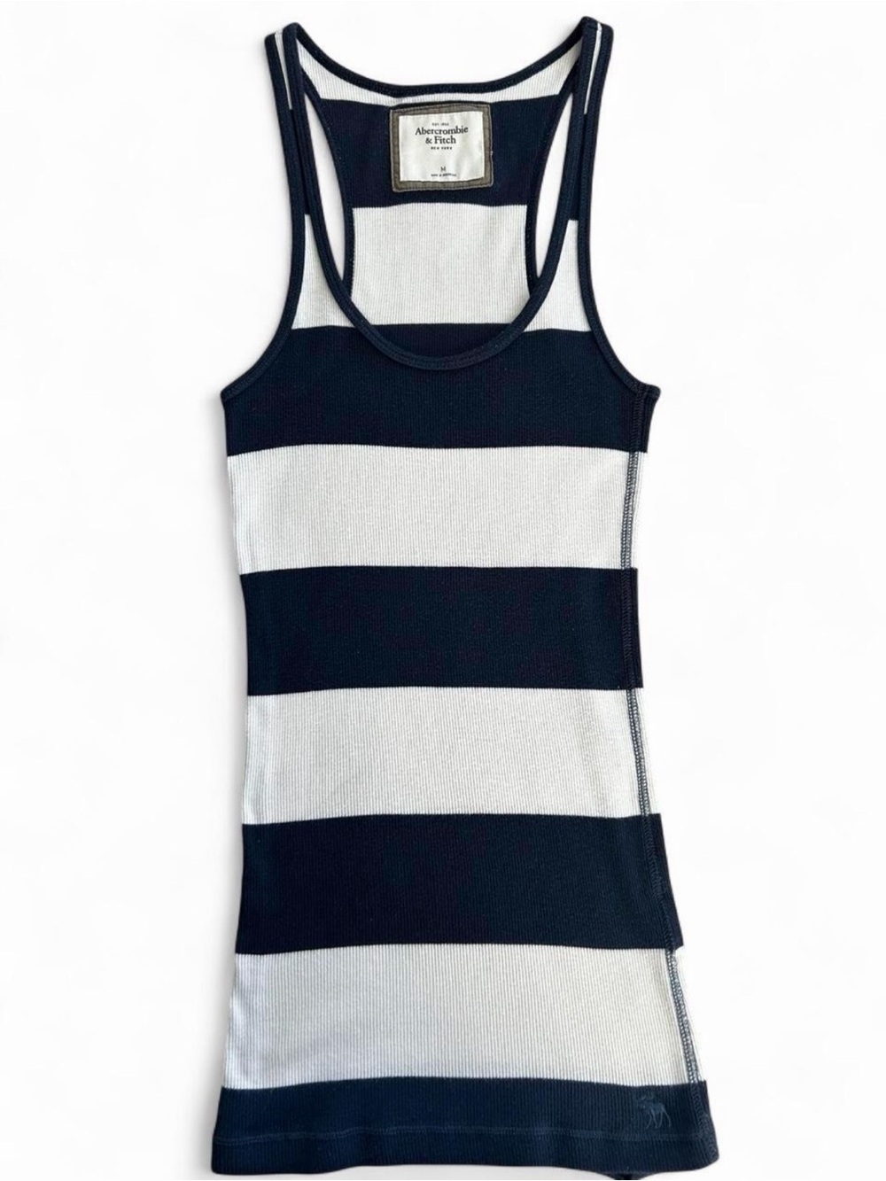 Y2K Vintage Abercrombie navy striped racerback ribbed tank top size M